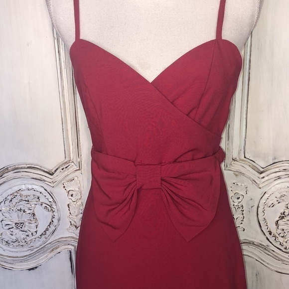 Forever 21 Spaghetti Strap Faux Wrap Waisted Dress with Sheered Bow Belt Size S - Picture 4 of 10